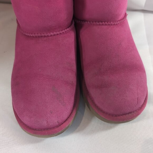 UGG Australia 3280 Boots Cerise Pink Bailey Bow US Women's 5 Mid Calf Sheepskin - Picture 5 of 16
